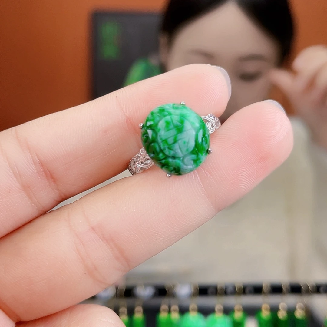 翡翠银S925镶嵌耳饰