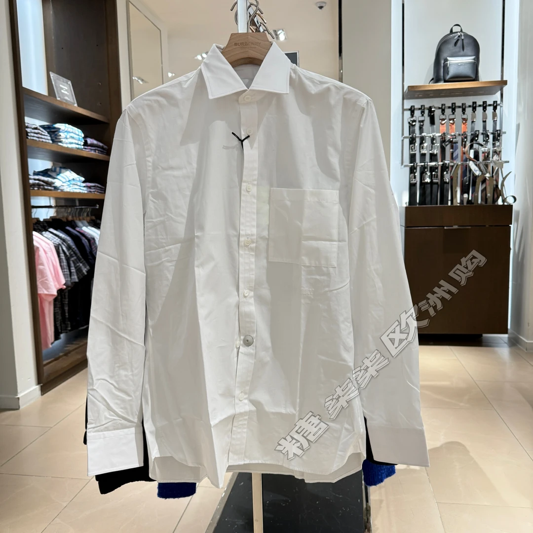 未使用 BURBERRY/博柏利 男士休闲商务衬衫徽标刺绣 修身版