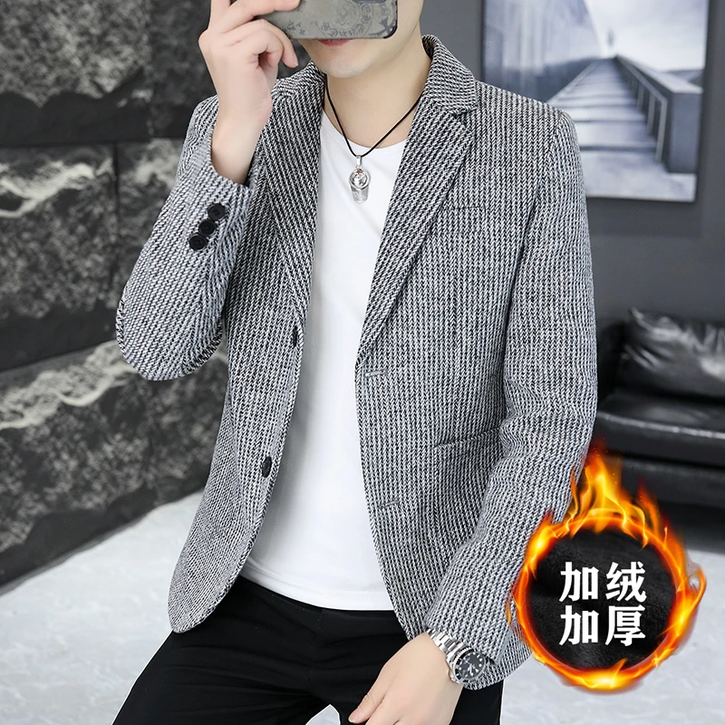 秋冬男士两粒扣西服韩版修身潮流男装单上衣外套英伦百搭休闲西装