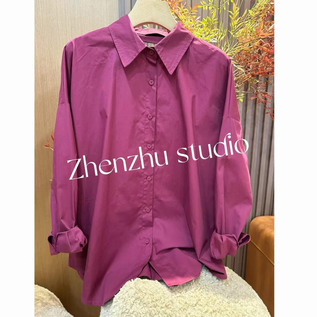 B11 【葡萄气泡】休闲长袖叠穿小众中长款衬衫 EB1109