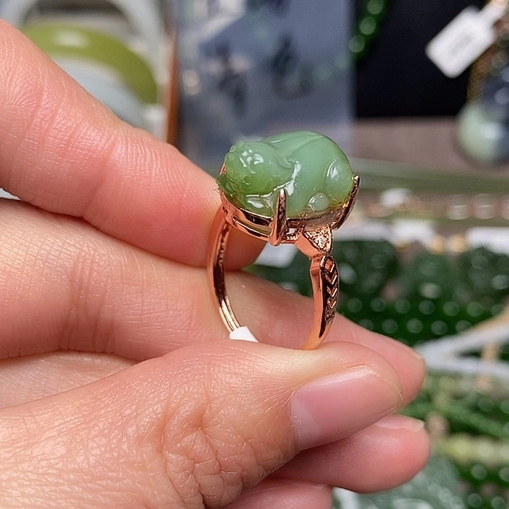 和田玉银S925镶嵌戒指