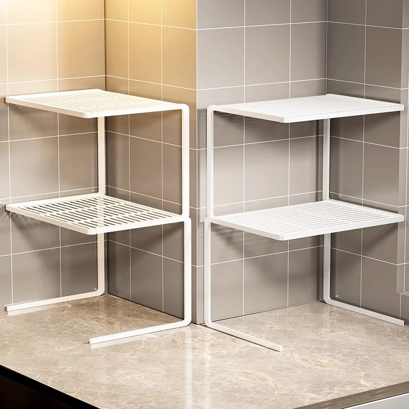 橱柜分层架厨房锅架置物架灶台餐具收纳架水槽下多层锅子分隔架子