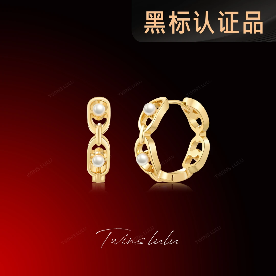 TWINS LULU镀k金女款礼物小众首饰高级感猪鼻子珠珠耳环TSL2762