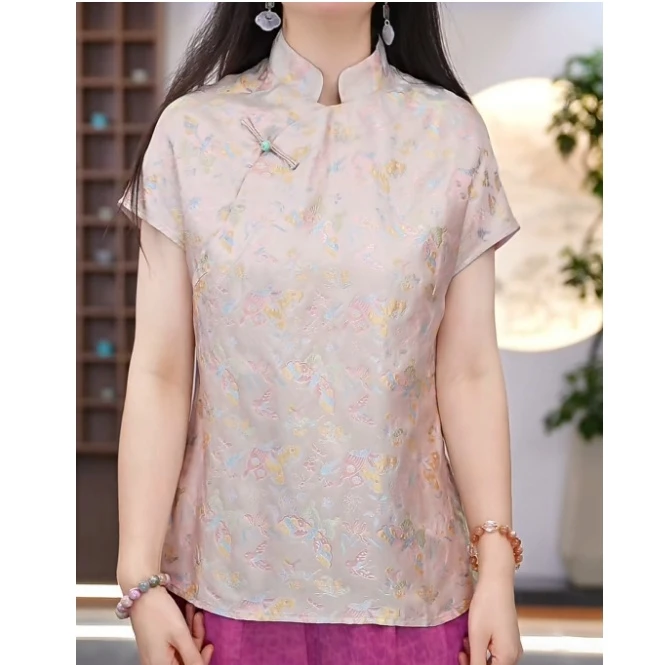 品牌新款清新百搭立领包袖小上衣52331