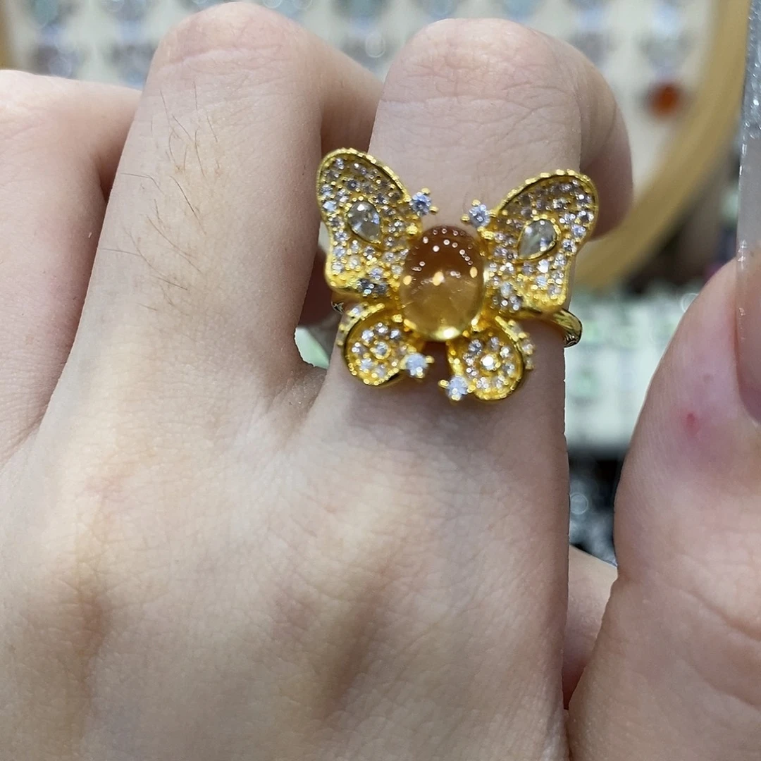 戒指银S925镶嵌黄晶