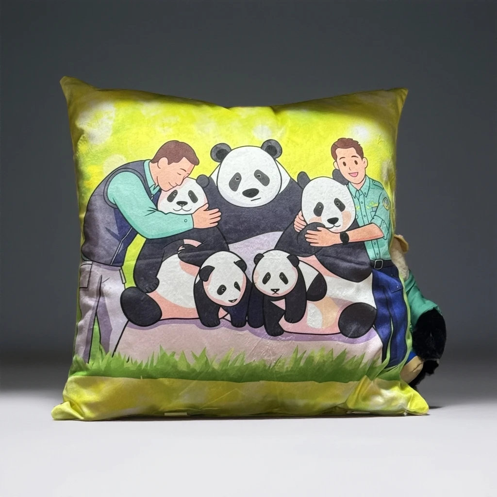 福宝周边宝家族一家双面抱枕靠枕卧室客厅