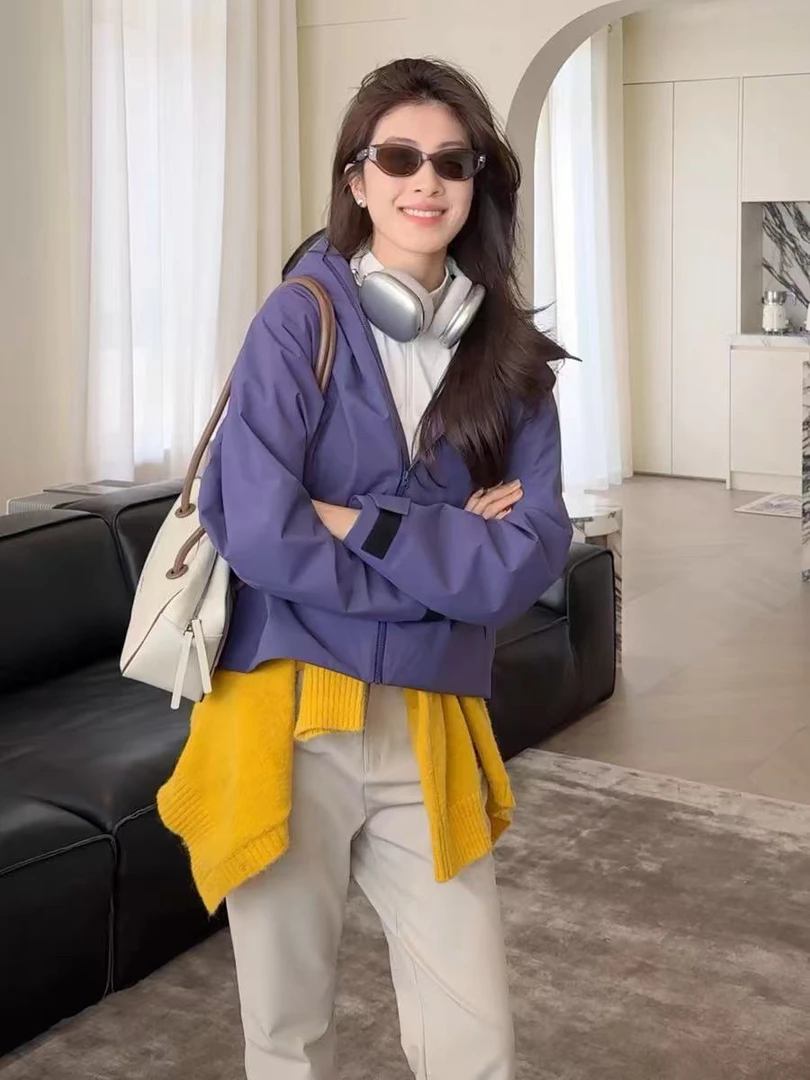 【No可NO隆】女款多功能软壳保暖休闲外套连帽春秋短款秋季宽松时尚