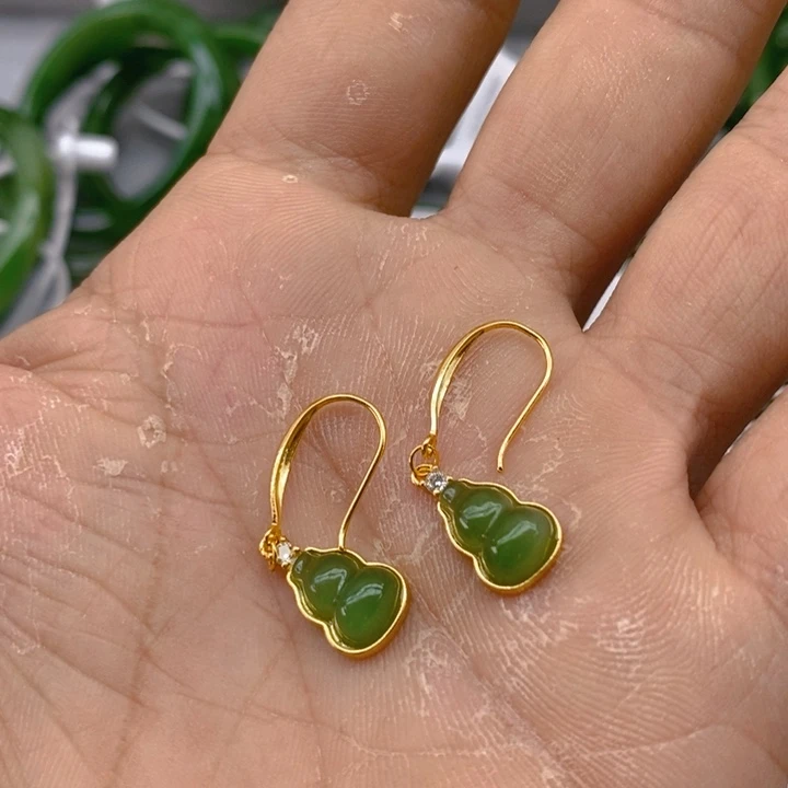 和田玉（碧玉）手链银S925镀金镶嵌