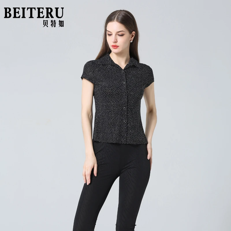 贝特如专柜正品妈妈装夏季短袖衬衫时尚波点上衣中老年女装显瘦YF