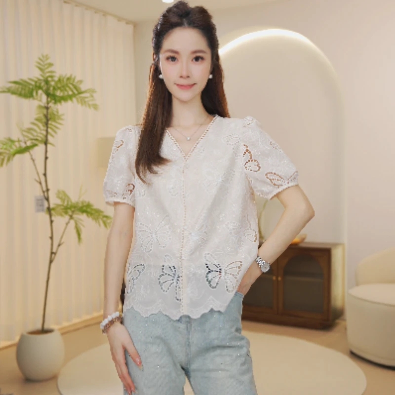 【林林专属】开衫轻奢百搭温柔风气质夏季复古蕾丝衬衣33/2