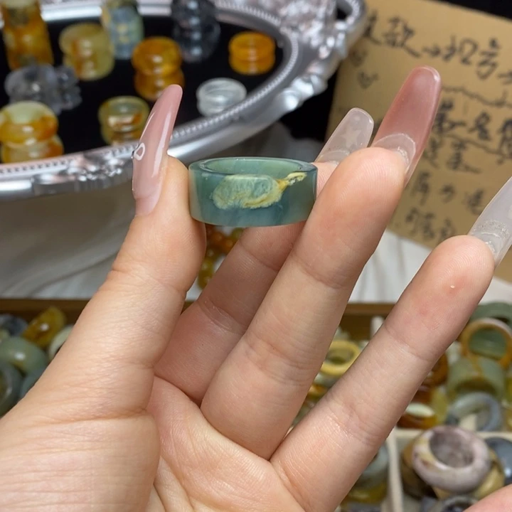 蛇纹石玉合金戒指2-18.4微瑕
