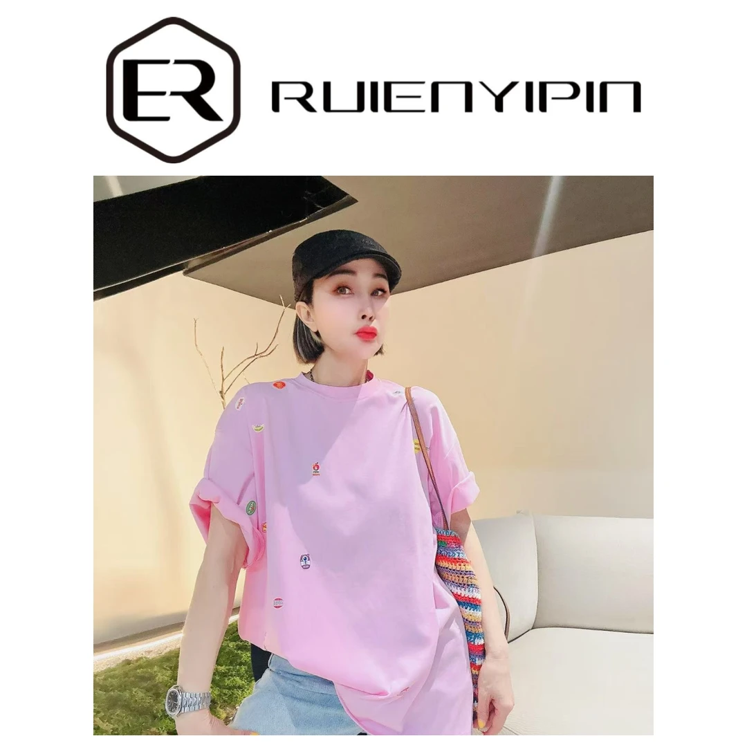 6988#大版小标志短袖T*