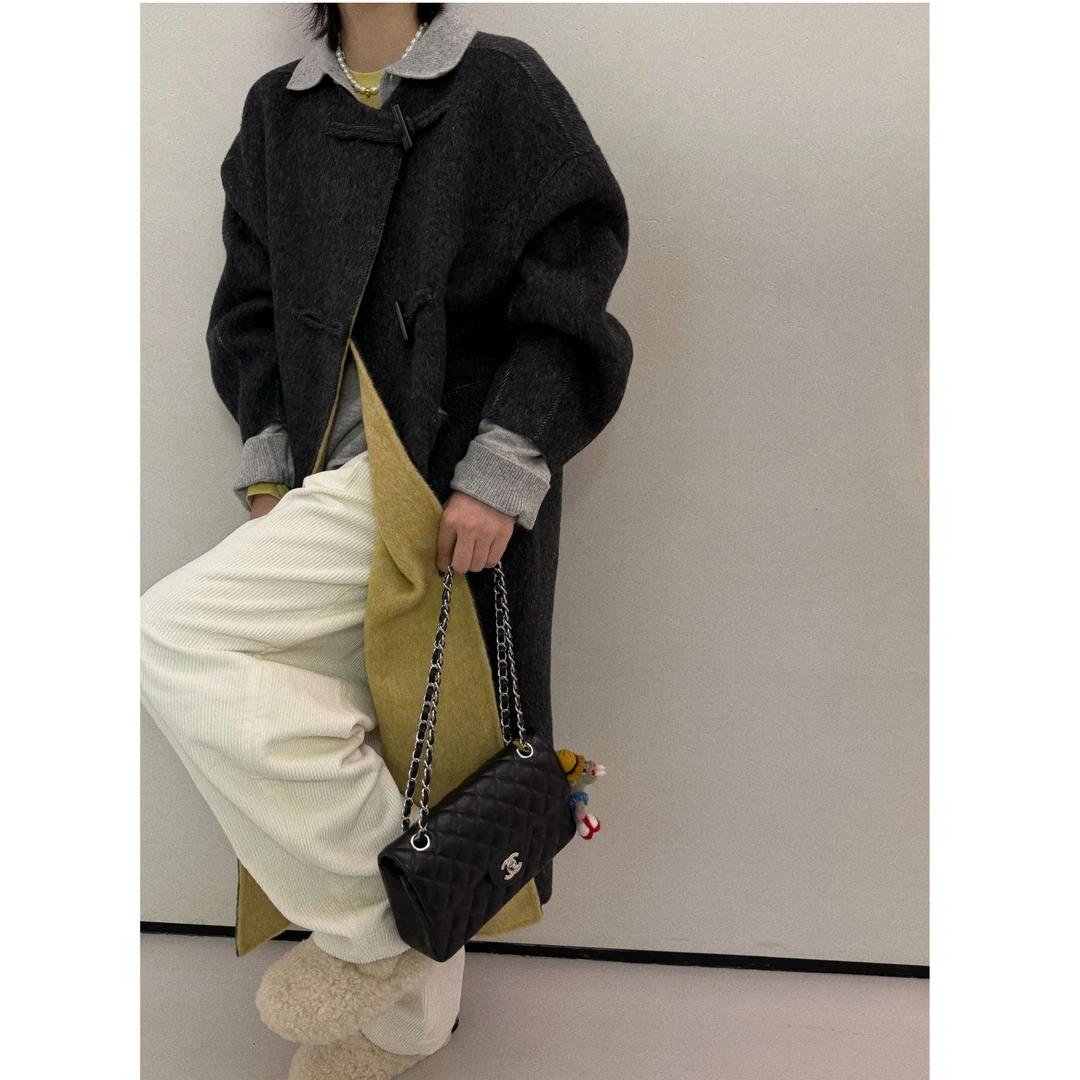 牛角扣复古双面【羊毛】大衣 J24W530