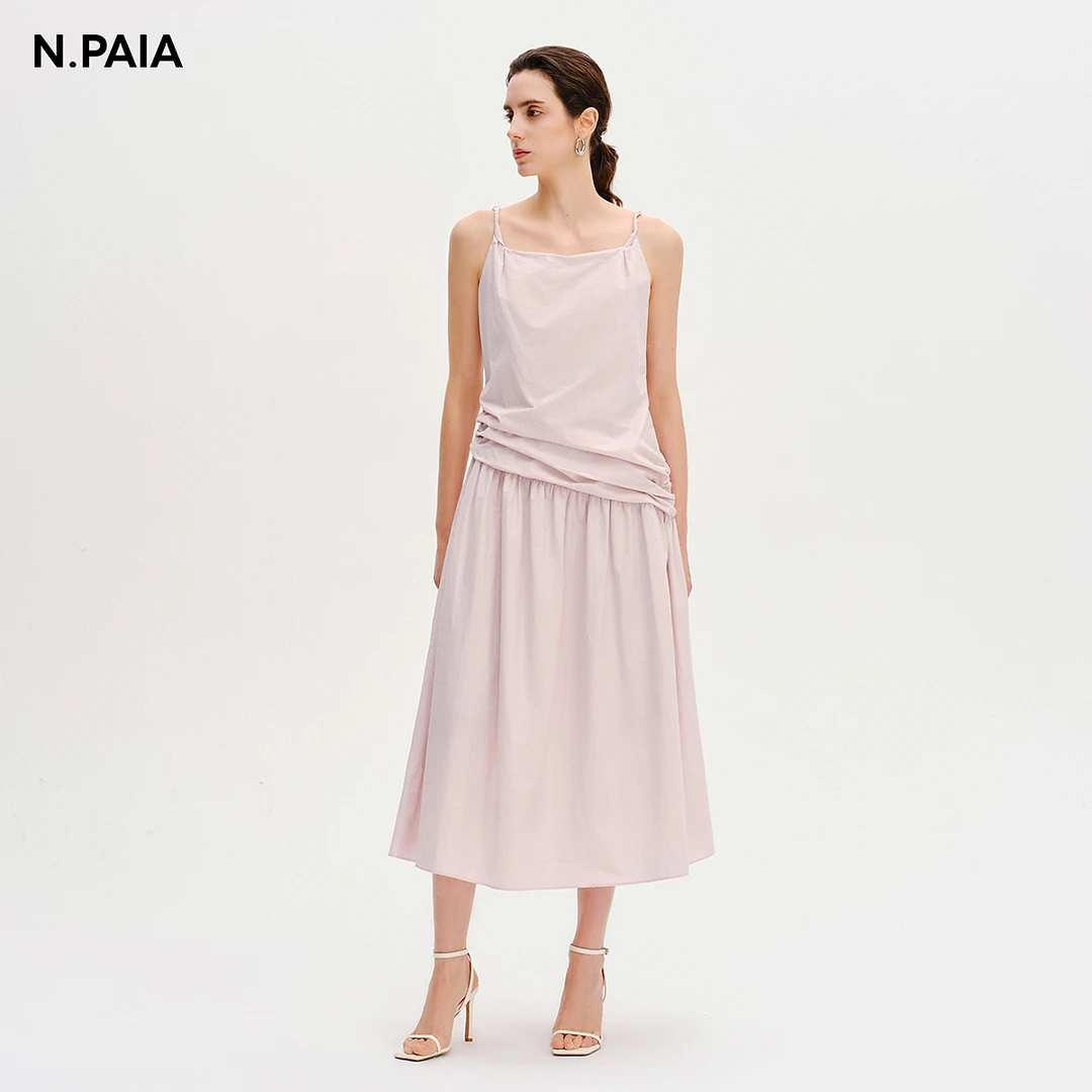 恩派雅2025新款腰部收褶式设计收腰显瘦吊带连衣裙女XNKEC4205A