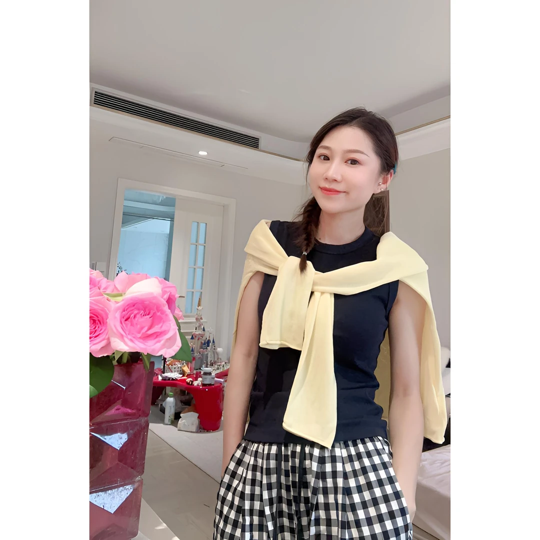 【91098四季背心】中板型-四季弹力女装休闲百搭显瘦显高圆领背心T