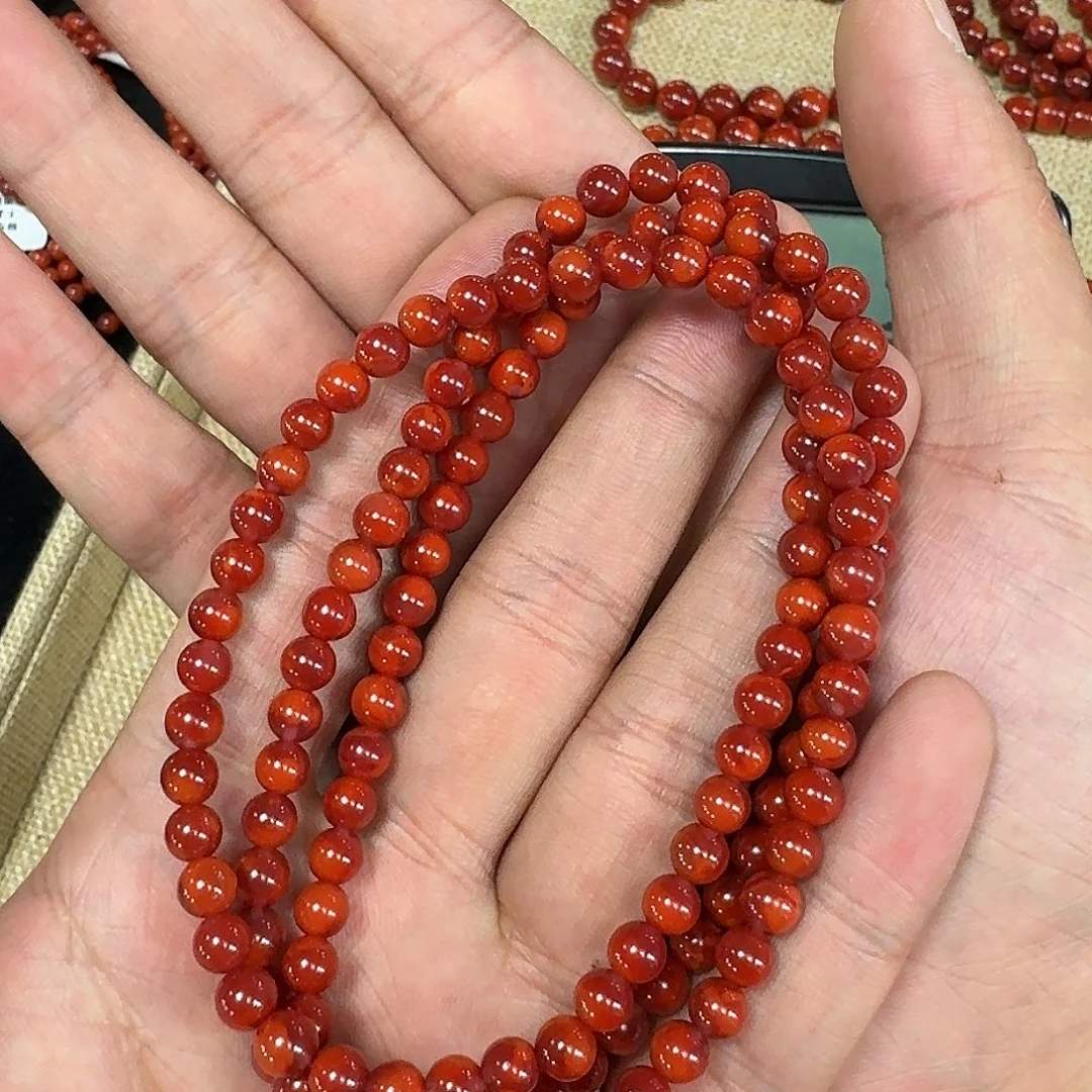 南红玛瑙未镶嵌手链原矿南红项链5mm➕高品质瓦西牛血