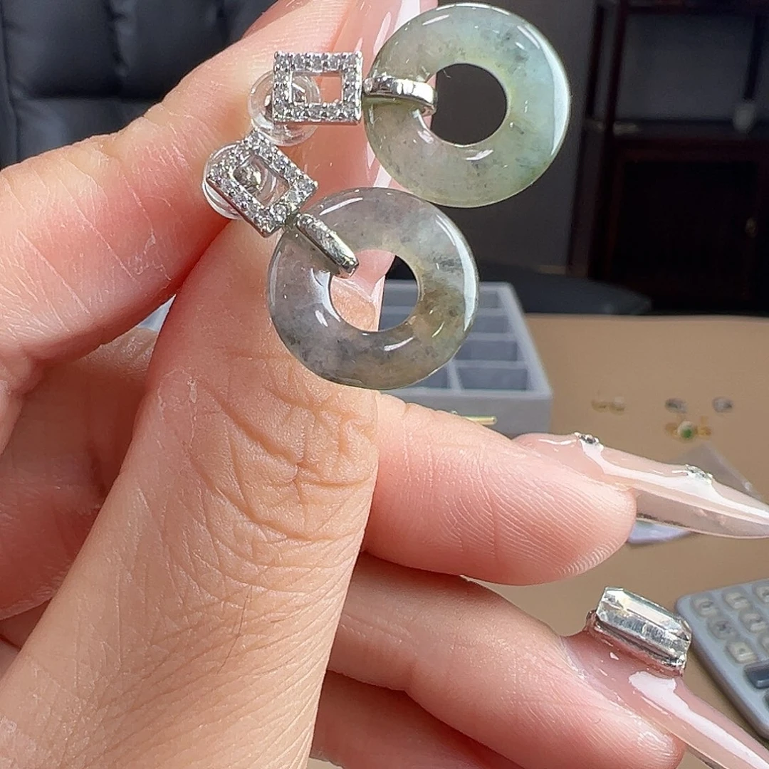 翡翠银S925镶嵌耳饰耳饰29