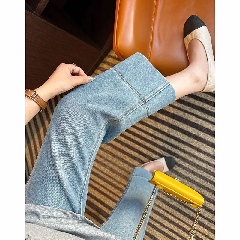 孕妇裤子春秋装外穿小个子牛仔裤2025新款不勒肚子孕妇阔腿裤春装