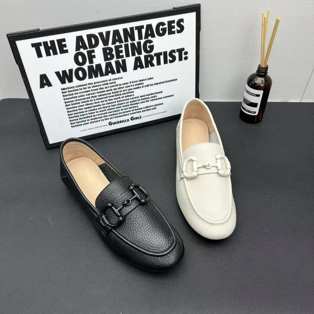 低跟单鞋春季新款粗跟浅口英伦小皮鞋女鞋一脚蹬休闲平底 8039