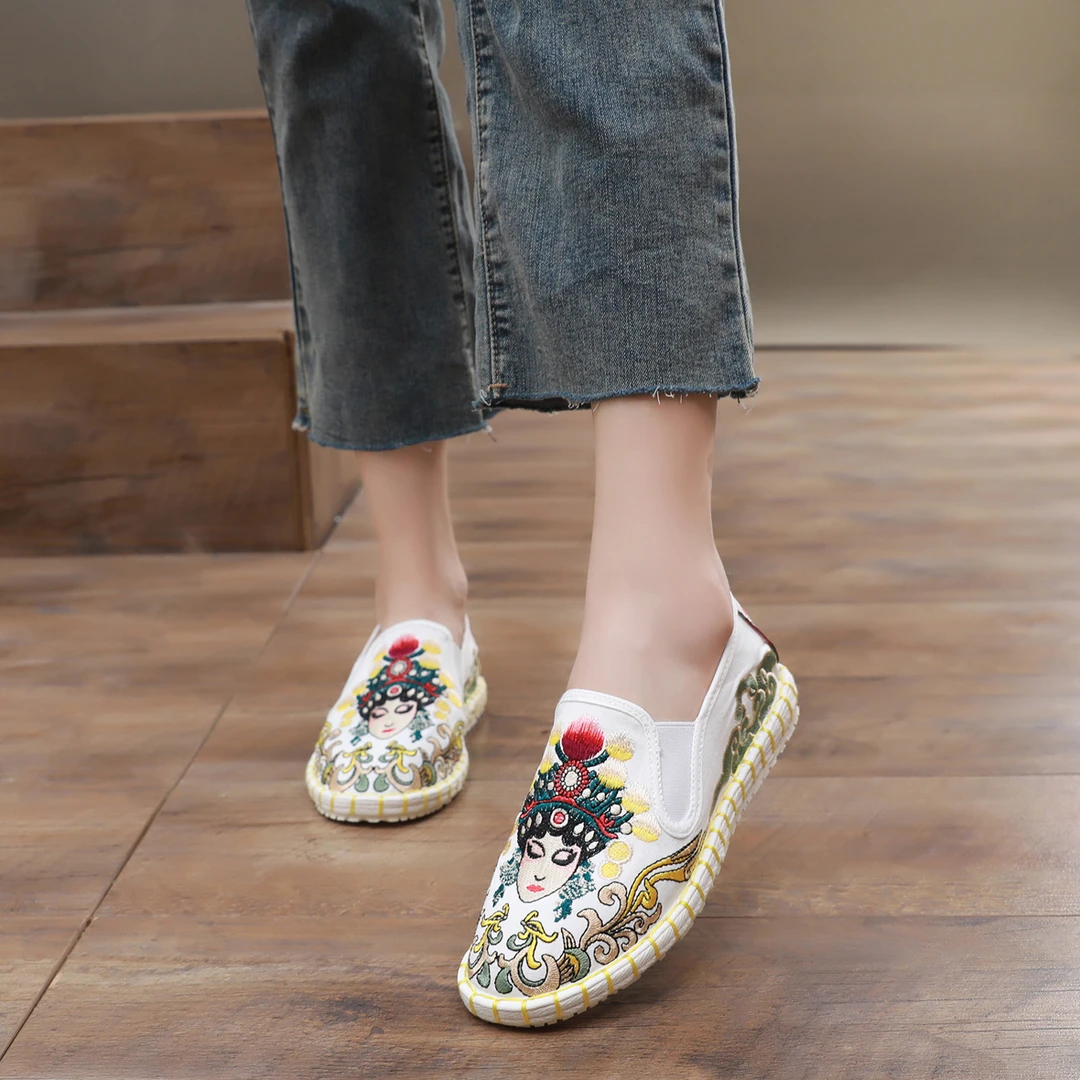 老北京千层底手工国潮刺绣花布鞋女士款纯布软底单鞋舒适吸汗透气