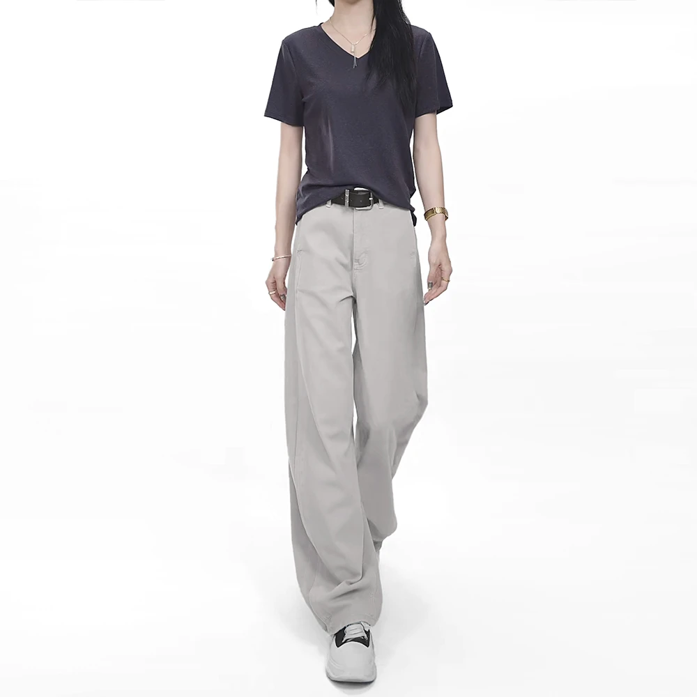 直筒牛仔裤女2025夏季薄款慵懒风弯刀裤高腰宽松显瘦洋气时髦裤子