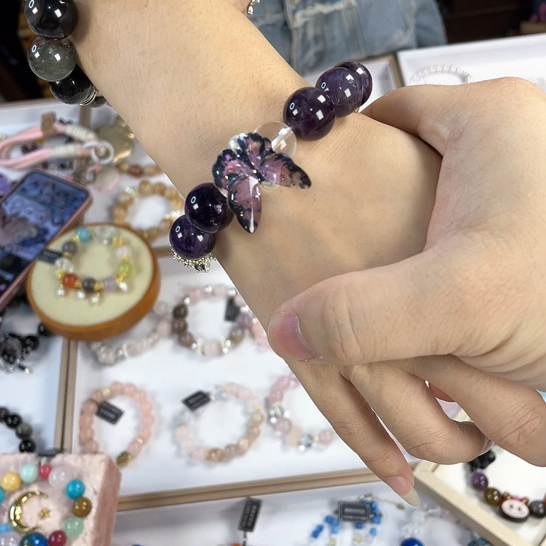 水晶手链银S925镀金镶嵌