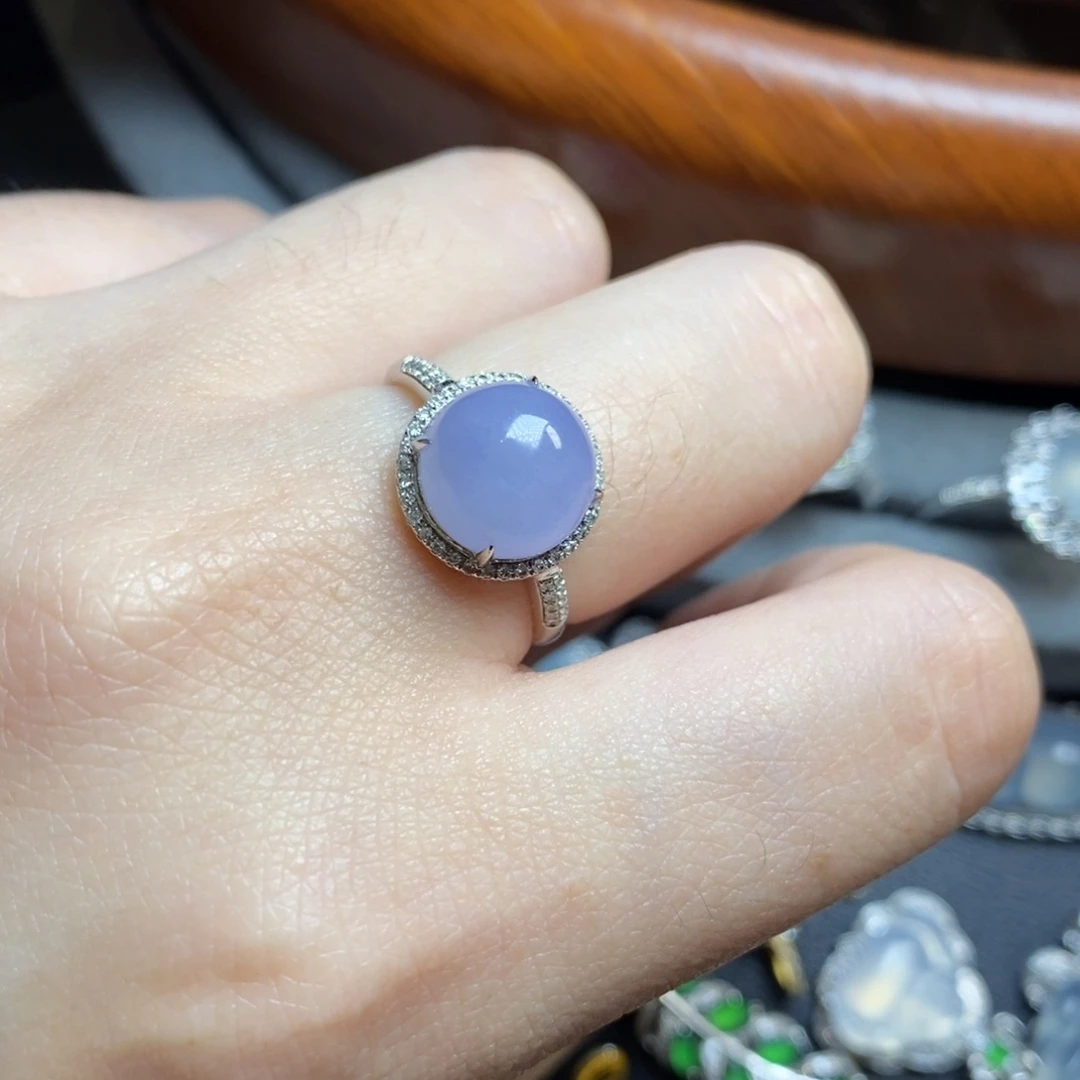 翡翠戒指18K金镶嵌18Ｋ金蛋面戒指