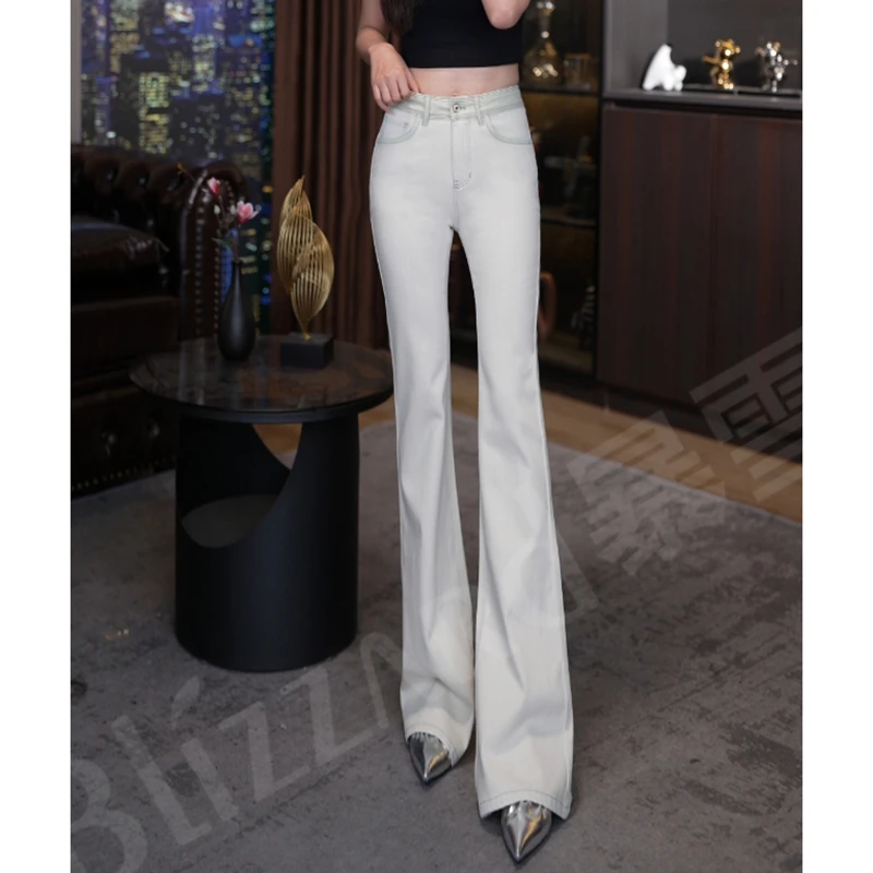 【巴恩薄荷】高腰四面弹微喇叭牛仔裤女2025修身显瘦微喇叭裤