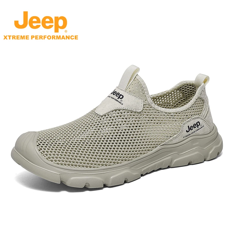 JEEP/吉普 春夏透气网面鞋防滑耐磨一脚蹬薄款软底户外徒步登山鞋