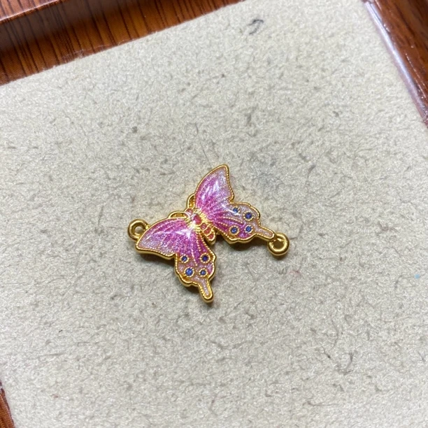 足金999烧兰斜飞蝴蝶