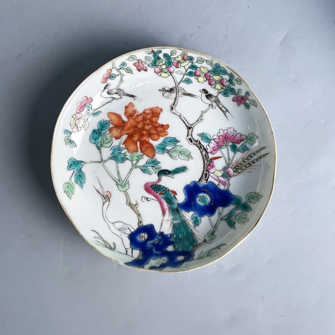 清光绪粉彩花鸟纹盘-M25IK001E29