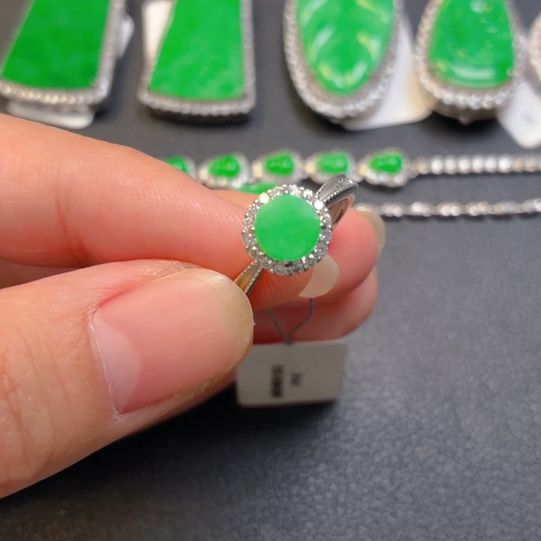 翡翠银S925镶嵌吊坠(不含链)戒指