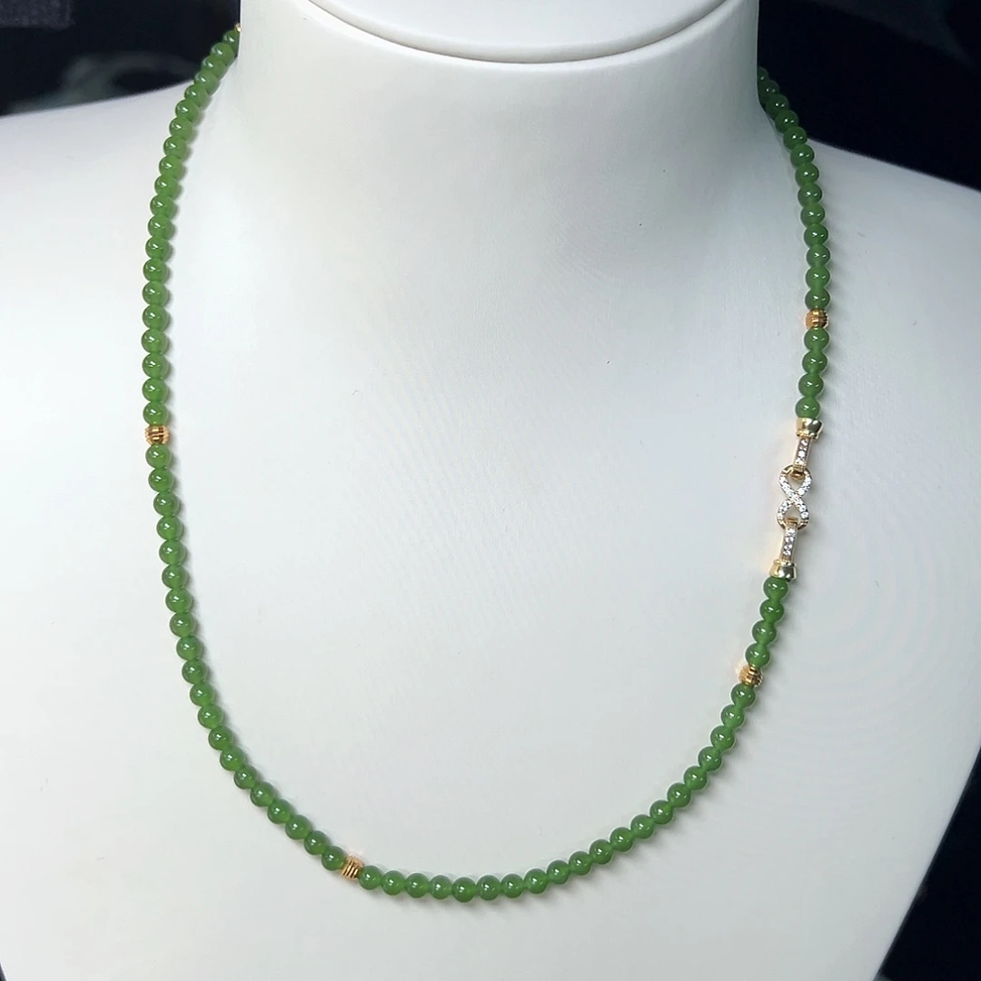 和田玉（碧玉）银S925镀金镶嵌颈饰