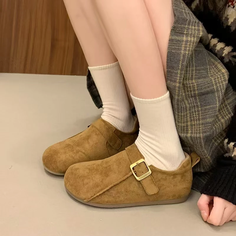 复古单鞋勃肯鞋女2025春季新款舒适百搭懒人一脚蹬平底豆豆单鞋女