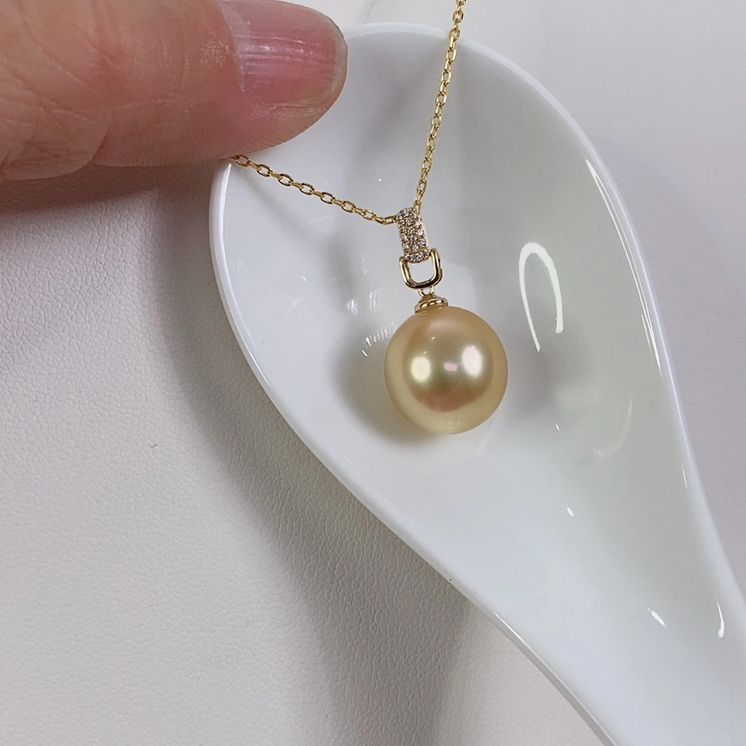 海水珍珠吊坠(不含链)18K金镶嵌13-14