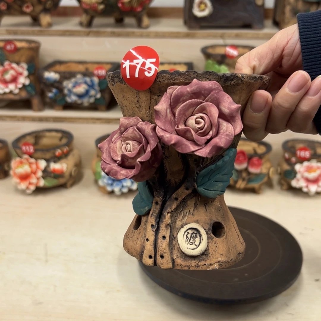 花盆紫砂175号内口9外高13，微瑕