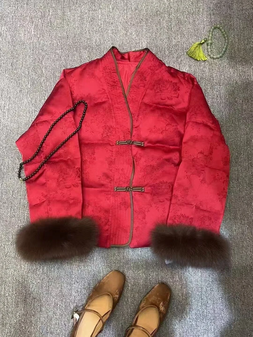 85款新中式显瘦时尚百搭提花棉衣外套