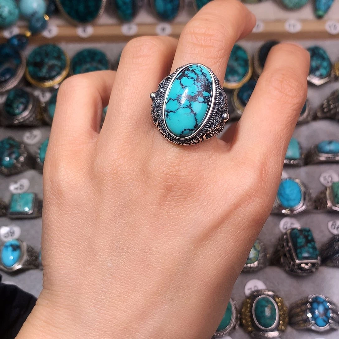 绿松石挂件银S925镶嵌