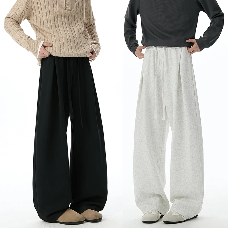 美式潮牌弯刀裤男秋冬新款宽松大码阔腿裤子青少年运动百搭休闲裤