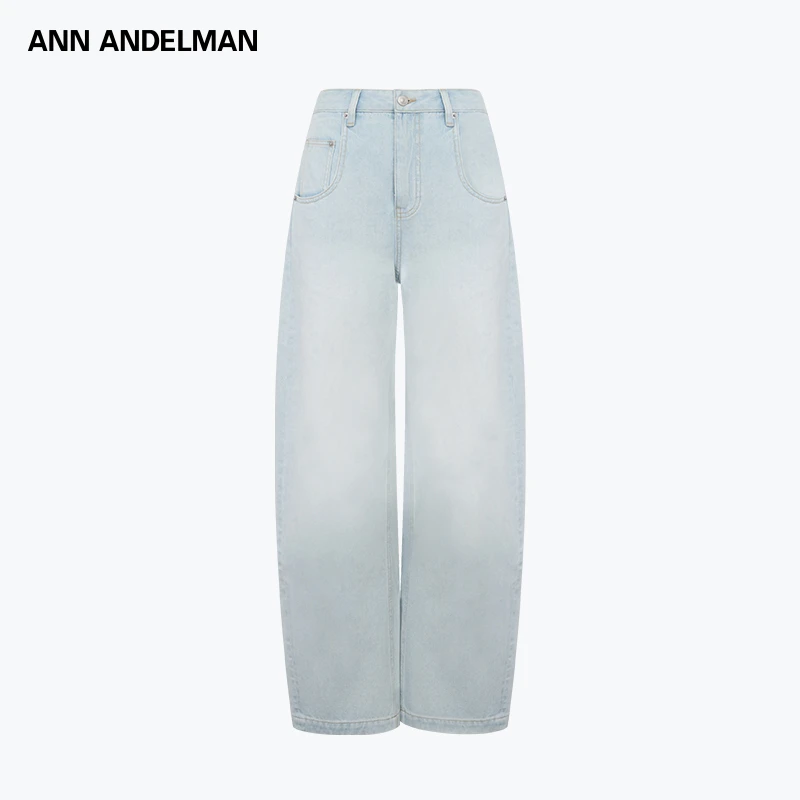 ANN ANDELMAN 25秋冬 时尚设计休闲百搭水洗弯刀阔型牛仔裤
