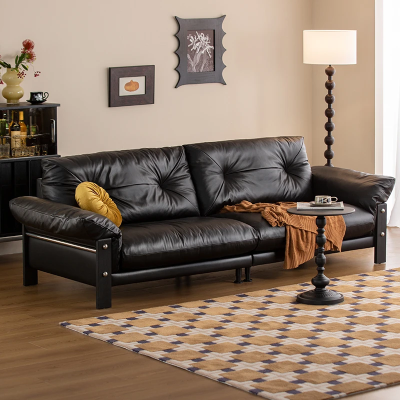 生野安室意式复古风皮艺沙发广东佛山沙发复古客厅双人办公室