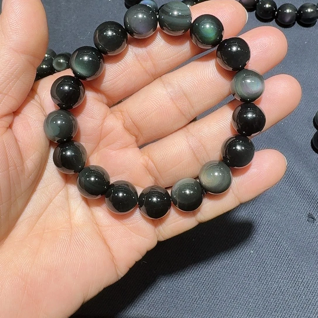 水晶手链未镶嵌彩曜石单圈手串12mm左右