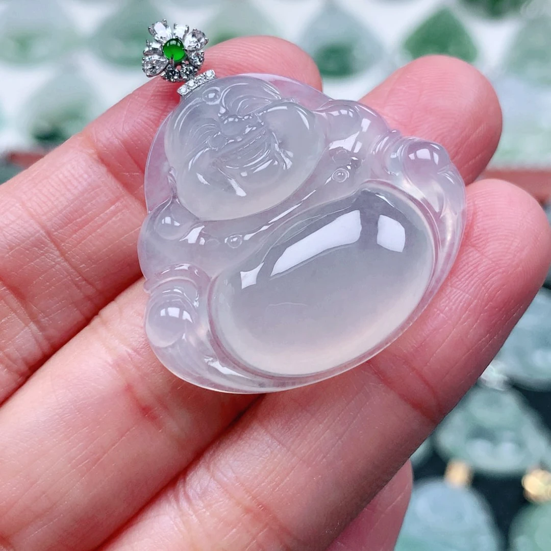 吊坠(不含链)18K金镶嵌翡翠