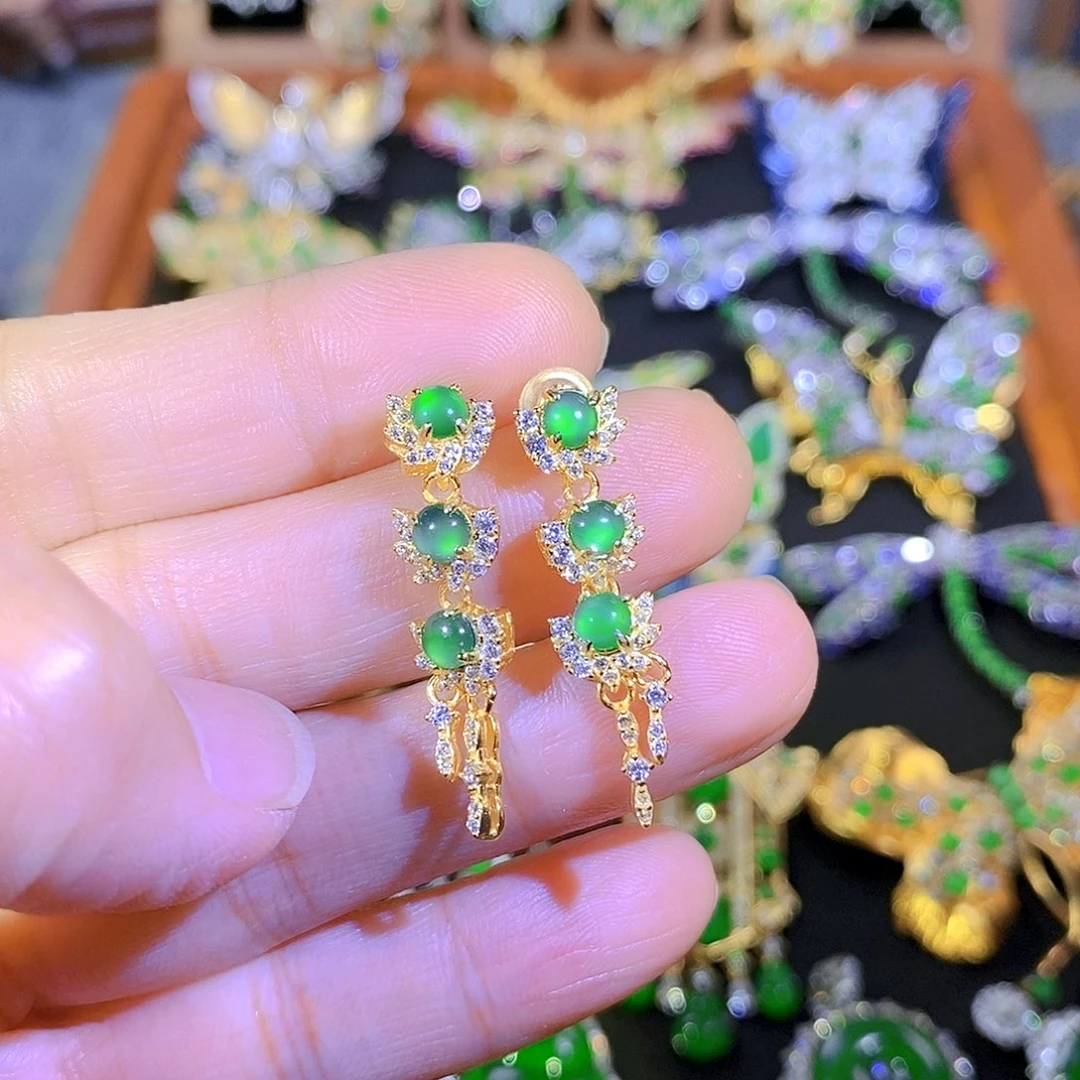 吊坠(不含链)银S925镶嵌翡翠