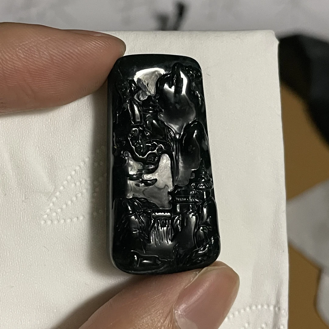 天然翡翠a货 山水牌h36