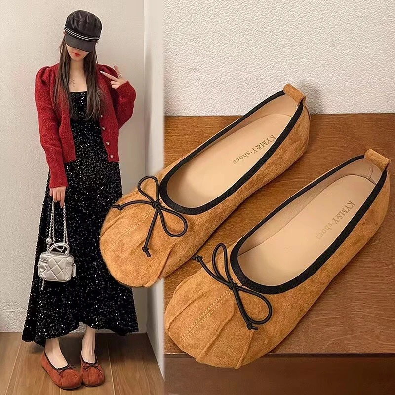 百搭皮鞋方头平跟单鞋女鞋乐福鞋蝴蝶浅口春季ins风蝴蝶结