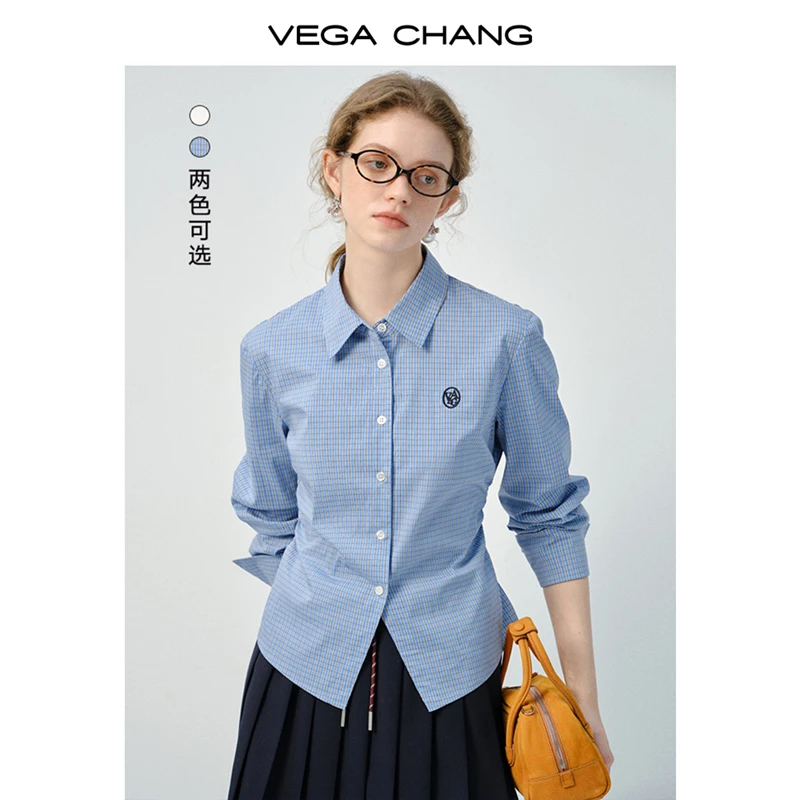 VEGA CHANG格子衬衫2025秋季新款miu系简约长袖法式收腰0149SQ