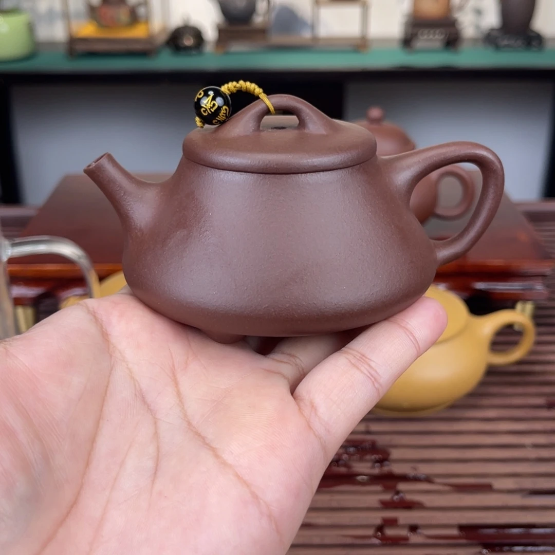 茶壶紫砂150毫升半手工紫泥子冶石瓢
