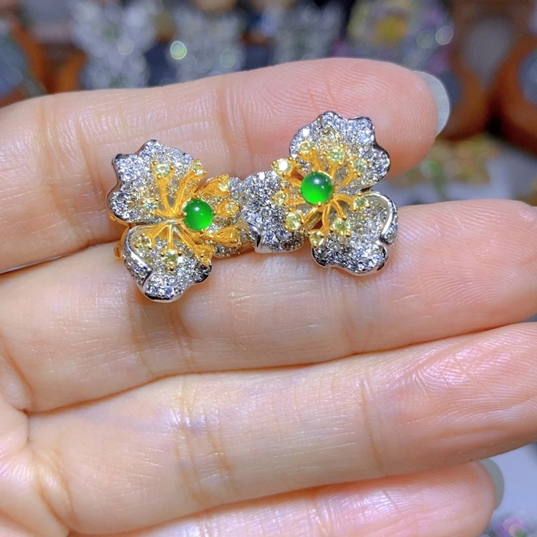 翡翠颈饰银S925镶嵌天然翡翠