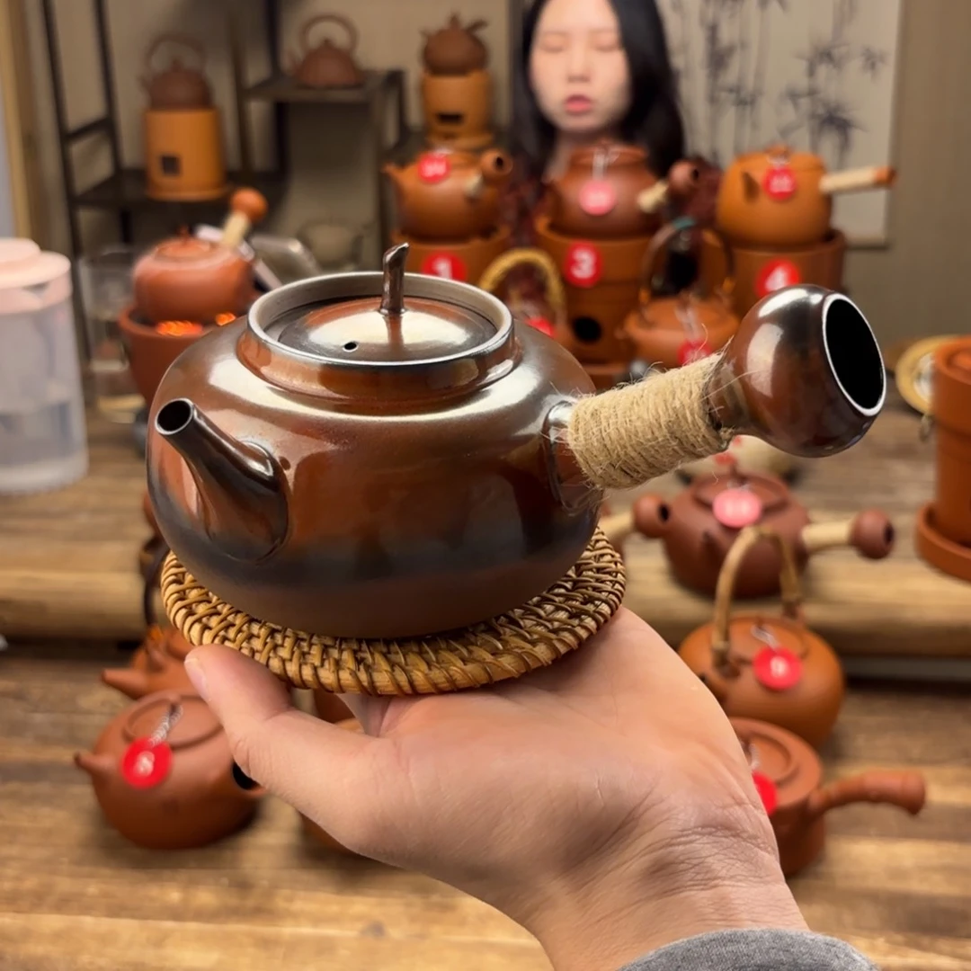 煮水煮茶甘甜 潮州砂佻壶 搭藤垫